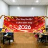 In banner vải chào đón năm mới 2026 xuân Bính Ngọ