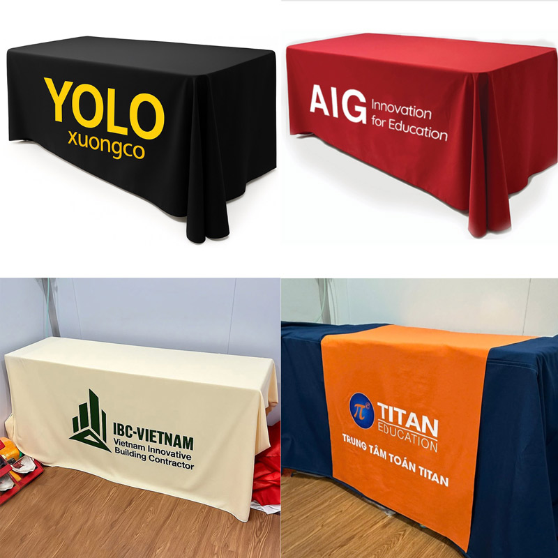 Các mẫu khăn trải bàn đẹp in/thêu tại xưởng cờ Yolo